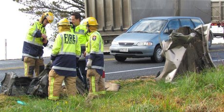 The crash scene by Midhirst Bridge. Photo / Stratford Press