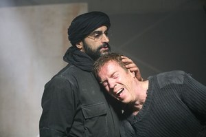 Navid Negahban, left, portrays Abu Nazir with Damian Lewis as Nicholas Brody in Homeland. Photo / TV3