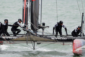 Team New Zealand's final of the match racing championship at the America's Cup World Series in San Francisco was over before it began after an error in the start box cost them the race. Photo / AP