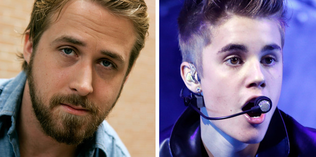 Ryan Gosling and Justin Bieber are distant cousins. Photo / AP