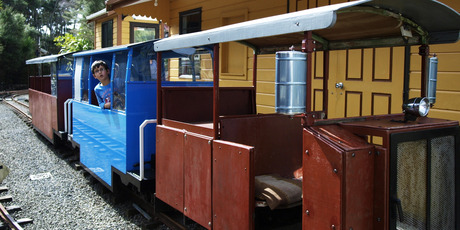 All aboard! Taking a ride at the Whangaparaoa Narrow Gauge Railway. Photo / Supplied