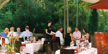 Songbirds Rainforest Retreat's dining alcoves are edged with living ferns. Photo / Supplied