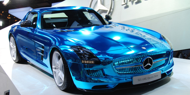 The Merecedes SLS AMG coupe electric shatters electric power's eco image, and the Audi Crosslane is a sharp looker.Photo / Jacqui Madelin