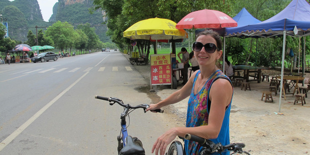 Renting a bike in rural China can be an exhilarating but often nail-biting experience. Photo / Shandelle Battersby