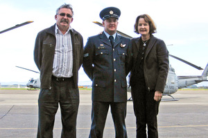 Anzac Day crash victim Ben Carson with his parents, Andrew and Pauline, in 2009, when he graduated as an air crewman. Photo / Supplied