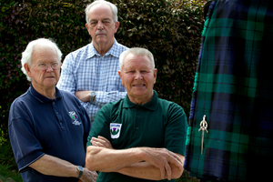 Scottish community leaders (from left) John Hawthorn, Tom White and Tom Shiels are unhappy with the Auckland Council's community events funding. Photo / Brett Phibbs