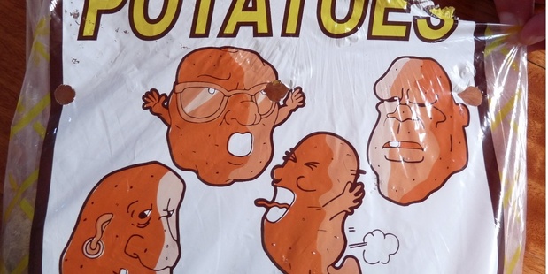 This unpretentious packaging appealed to 11-year-old twins Amber and Charlotte who were impressed with the fibre content in this bag of spuds. Photo / Supplied