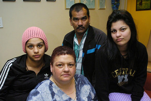 Jobless Heather Georgeson, 42, with her family. Photo / Jason Dorday