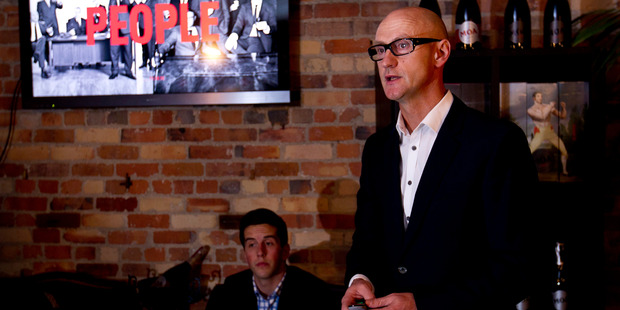 Geoff Ross, chief executive of Moa Beer, releasing details at 1885 Basement Bar, Auckland on the company's sharemarket float. Photo / Dean Purcell.