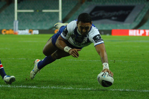 Enigmatic Krisnan Inu went from zero at the Warriors to try-scoring and field goal hero with the Bulldogs. Photo / Getty Images