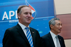 New Zealand Prime Minister John Key and Singapore Prime Minister Lee Hsien Loong at the Apec summit in Russia last month. Photo / AP