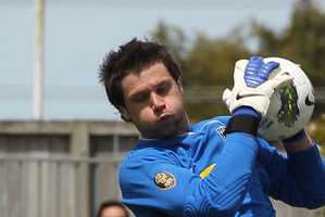 Jacob Spoonley will pull on the keeper's gloves if Scott Basalaj fails a fitness test. Photo / Paul Estcourt