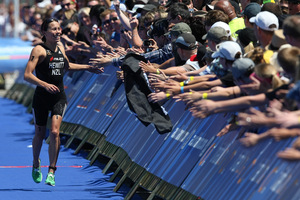New Zealand triathlete Andrea Hewitt at the women's elite section of ITU World Cup Auckland triathlon event last year. Photo / Greg Bowker