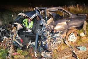 Speed was believed to be a factor in the accident that ripped apart this BMW. Photo / APN