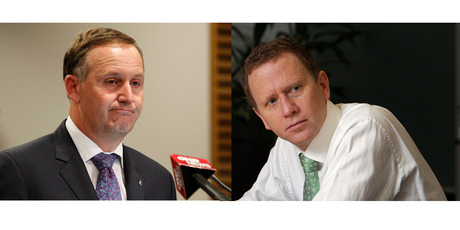 The glass is half full for John Key (lfet) and half empty for Russel Norman (right). Photo / APN