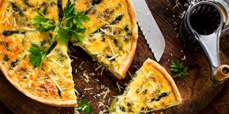 Asparagus, chervil and pecorino quiche. Photo / Babiche Martens