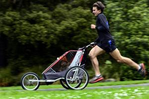 Dunedin runner Dougal Thorburn and his daughter are out to smash a world record in Outram on Sunday. Photo / Peter McIntosh