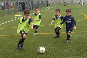 Alex Cooke (with the ball) is the first Kiwi to get into the Football Club Internazionale in Milan. Photo / Supplied