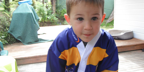 Young Elliott Crimp is lucky to be alive after a near-fatal brush with the deadly meningococcal C. Photo / Bay of Plenty Times