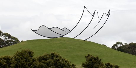 Neil Dawson's artwork on Alan Gibbs' Kaipara harbour farm. Photo / NZ Listener