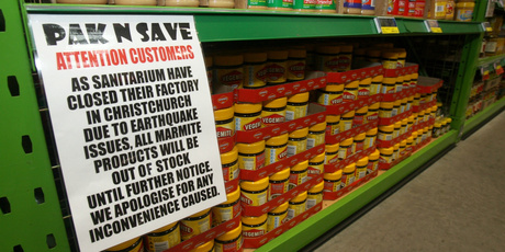 The Marmite space in Masterton Pak'nsave filled up with Vegemite. Photo / Wairarapa Times-Age