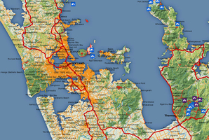 A partial view of the map of New Zealand on the Walking Access Mapping System website. Image / Walking Access Mapping System