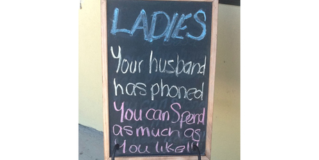 Gender stereotypes create snorts and giggles outside a shop in Blenheim. Photo / Supplied