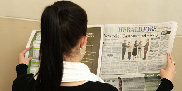 Newspaper job advertisment listings fell 5.9 per cent last month. Photo / NZH