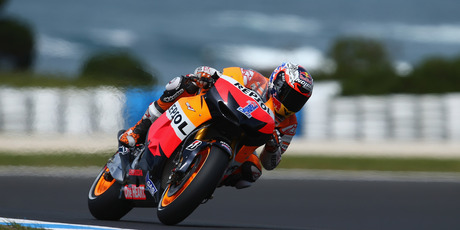 Casey Stoner of Australia rides the #1 Repsol Honda Team Honda during practice for the Australian MotoGP. Photo / Getty Images