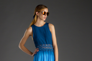 Look number one: Blak Luxe ombre dress with Le Specs sunglasses. Photo / Greg Bowker