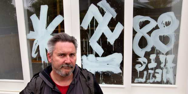 The symbols painted on Steve Saussey's home were similar to those on the Jewish headstones in Grafton Cemetery. Photo / Steven McNicholl