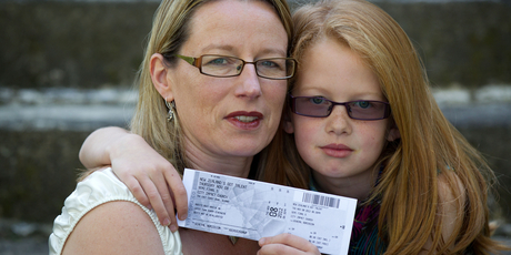 Erin Lauder, 9, has the ticket her mother, Sharon Sweeney-Lauder, gave her, but she can't go to the New Zealand's Got Talent show. Photo / Richard Robinson