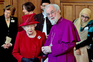 Queen Elizabeth II with the Archbishop of Canterbury Rowan Williams. Photo / AP