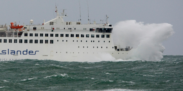 The Interislander ferry Arahura bashes its way across Cook Strait. A new terminal at Clifford Bay in Marlborough would reduce ferry crossing times by 30m. Photo / Mark Mitchell