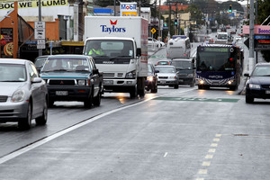 A bus in early morning commuter traffic on Auckland's busy Dominion Road in Sandringham. Photo / Janna Dixon