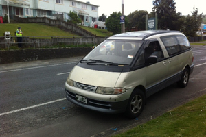 The vehicle involved in the incident at the scene. Photo / APNZ