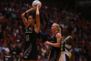 Maria Tutaia shoots during the 2012 Quad Series match between the Silver Ferns and South Africa. Photo / Getty Images