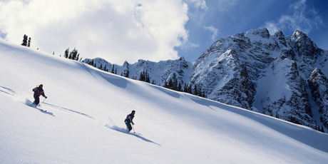 Skiers negotiate the slopes of Jasper National Park, Alberta, Canada. Photo / Thinkstock