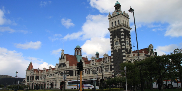 The impressive Dunedin Railway Station. Photo / Paul Harper