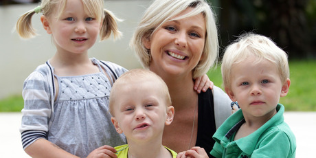 Anna Pepper with Mia, Cormac, and Ethan. Photo / Doug Sherring