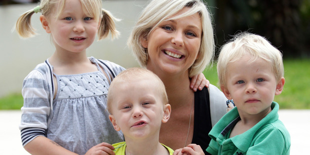 Anna Pepper with Mia, Cormac, and Ethan. Photo / Doug Sherring