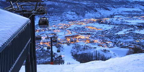 Twinkling lights over Yampa Valley and Steamboat Springs from the top of the resort's gondola. Photo / Sheriden Rhodes