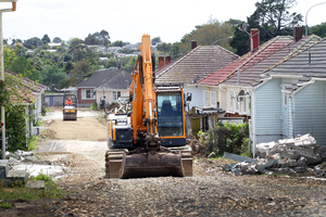 Houses demolished to make way for the Waterview Road Extension. Photo / Herald on Sunday