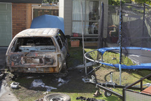A Te Puke man suffered serious burns after the car he was working on exploded in his face yesterday morning. Photo / Bay of Plenty Times 