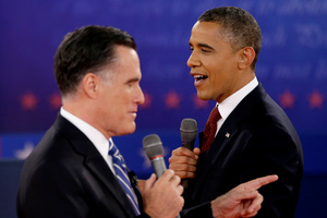 Voters will be watching how Mitt Romney and Barack Obama respond to Hurricane Sandy. Photo / AP