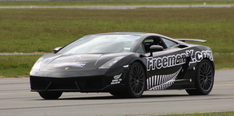 Eddie Freeman breaks the NZ Land Speed Record in his modified Lamborghini at Ohakea Air Force Base - or did he? Photo / Justine Kennedy,