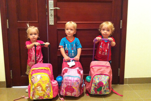 L-R: Lillie, Jackson, Willsher Weekes. The two-year-old New Zealand triplets died in a fire in a Doha mall.Photo / Supplied