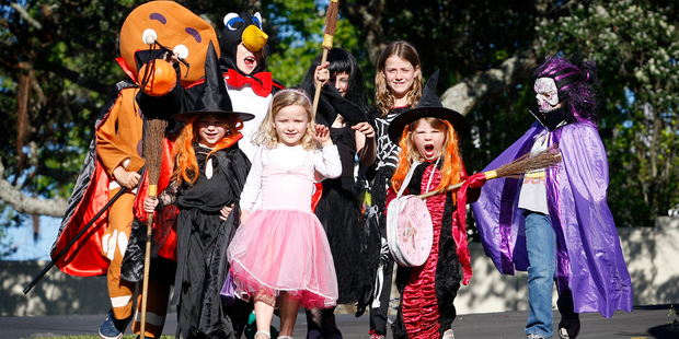 These trick-or-treaters in Parnell certainly deliver on the first rule in Halloween etiquette - good costumes. Picture / Sarah Ivey