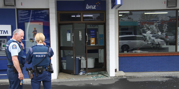 The BNZ in Whangamata was attacked by a man with an axe this morning. Photo / Bay of Plenty Times