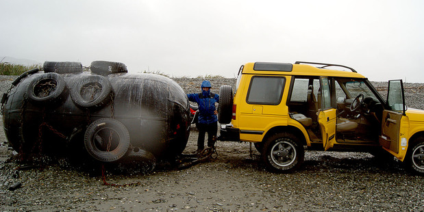 A giant buoy washed ashore in Greymouth. Photo / Supplied